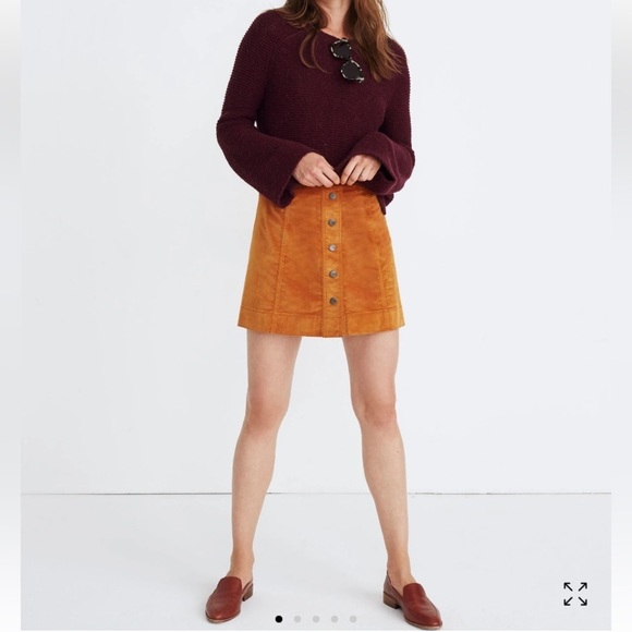 Madewell Dresses & Skirts - Madewell Velveteen A-Line Mini Skirt women Button-Front 6 Casual orange fall Y2K
